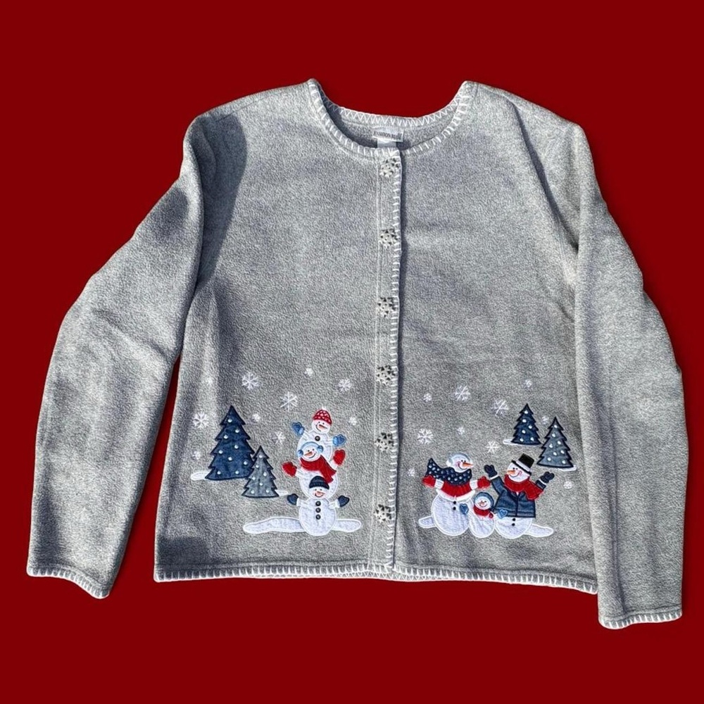Festive Snowman Christmas Button Up Cardigan